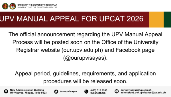 UPV MANUAL APPEAL FOR UPCAT 2026